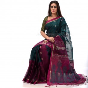Tangaila’s Traditional cotton with mercerized yarn dyed Sharee with Beautiful design
